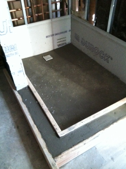 The beginnings of a shower stall